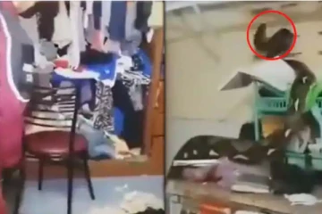 உடைமாற்றும் அறையில் மறைந்திருந்தது யார்? பதற வைக்கும் காணொளி