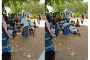 ஊர் மக்கள் மத்தியில் காலில் விழவைத்து சாதிய கொடுமை