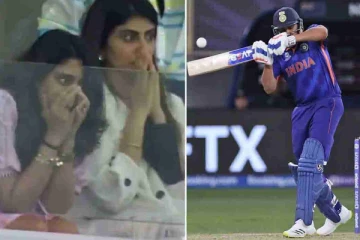 டக் அவுட்டிலிருந்து ரோகித் தப்பிய பின் அவருடைய மனைவி கொடுத்த ரியாக்‌ஷன்! இணையத்தில் வைரலாகும் வீடியோ