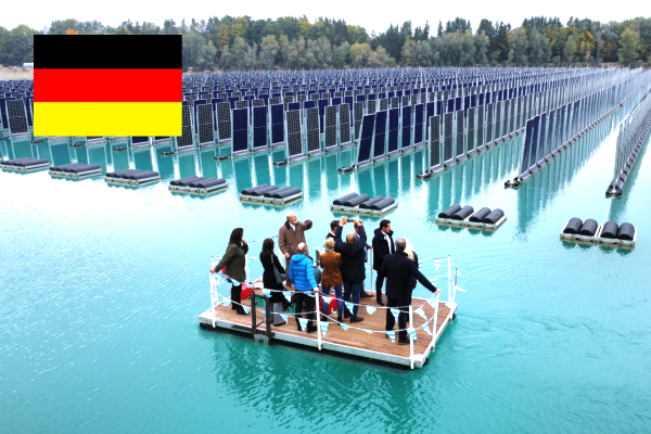 Vertical floating solar Germany, SINN Power solar innovation, Bavaria solar power plant, Floating PV system 2025, Renewable energy Germany, SKipp solar technology, Artificial lake solar panels, Grid-friendly solar solution, Eco-friendly solar installation, Solar power for inland waters
