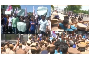 அக்னி பாத் திட்டத்தை எதிர்த்து மதுரையில் ரயில் நிலையம் முன்பு போராட்டம் - தள்ளுமுள்ளால் பதற்றம் - இளைஞர்கள் கைது