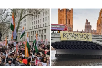 லண்டனில் இந்திய மக்கள் போராட்டம்!  வெஸ்ட் மினிஸ்டர் பாலத்தில் வைக்கப்பட்டிருந்த பேனர்: வைரலாகும் வீடியோ