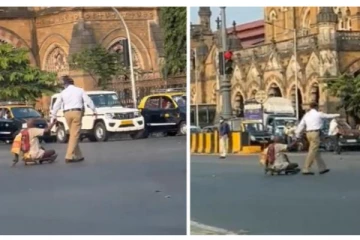 தடுமாறிய மாற்று திறனாளிக்கு ஓடி வந்து உதவிய காவல் அதிகாரி! வைரலான நெகிழ்ச்சி காட்சி