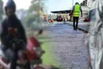 හොඳටම වෙරිවී සිටි යතුරුපැදිකරු පොලිස් නිලධාරියෙක් යැයි සිතා මාර්ග කම්කරුවාට පගාවක් දෙයි