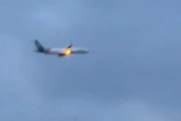 நடுவானில் தீப்பிடித்த ஜேர்மன் விமானம்: பதறவைக்கும் காட்சி