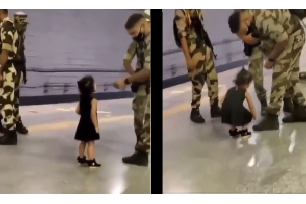 ராணுவ வீரரின் காலை தொட்டு வணங்கிய குழந்தை - வைரலாகும் நெகிழ்ச்சி வீடியோ - தமிழ்நாடு