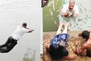 වැවට පැන්න කතකට පොලිසිය සහ තරුණයෙක් කළ දේ මෙන්න.(PHOTOS)