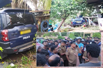 வவுனியாவில் வீட்டுக்குள் நுழைந்து விபத்துக்குள்ளான பொலிஸ் பொறுப்பதிகாரியின் வாகனம்