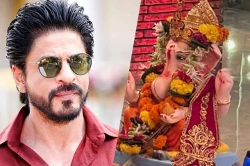 வீட்டில் விநாயகர் சிலையை வைத்து வழிபட்ட ஷாருக் கான்!