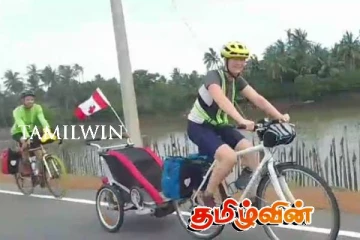 யாழில் வித்தியாசமான துவிச்சக்கர வண்டியில் சுற்றிதிரியும் கனடா தம்பதிகள்