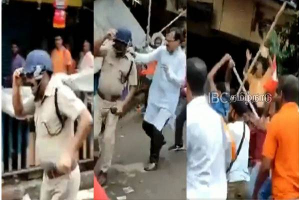 காவலர் மீது கொடூர தாக்குதல்..போலீஸ் வாகனத்திற்கு தீ வைத்த பாஜகவினர் | Bjp Set Fire To Police Vehicle காவலர் மீது கொடூர தாக்குதல்..போலீஸ் வாகனத்திற்கு தீ வைத்த பாஜகவினர் | Bjp Set Fire To Police Vehicle