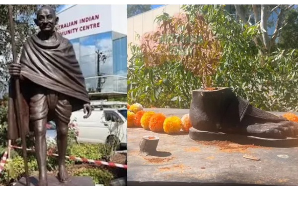 මෙන්න වැඩක් - මහත්මා ගාන්ධිගේ පිළිමේ උස්සලා - කකුලෙන් කපලා හොරු අරන් ගිහින්  | Melbourne Gandhi Statue Vandalized Metal Stolen