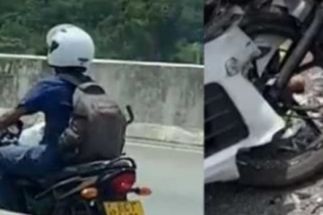 අධිවේගයේ යතුරු පැදියක් ධාවනය කල බීමත් පොලිස් කොස්තාපල්..(VIDEO)