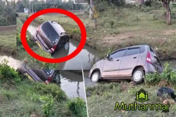 மூதூரில் வாய்க்காலுக்குள் தடம் புரண்டு வீழ்ந்த கார்