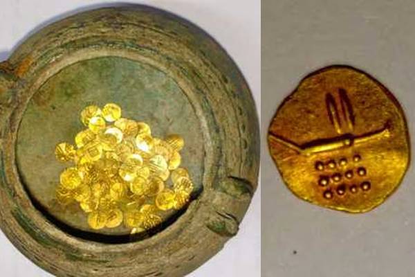 தமிழ்நாட்டில் கிடைத்த தங்க புதையல் - விவசாய நிலத்தில் இருந்த தங்க நாணயங்கள் | 86 Gold Coins Found Levelling Land In Tirupathur