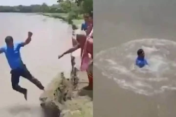 மழை பாதிப்பு குறித்து Live -ல் பேசிய செய்தியாளர்.., திடீரென ஆற்றில் விழுந்ததால் பரபரப்பு