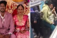 ஓடும் ரயிலில் விபரீத முடிவெடுத்த புதுமண தம்பதி - வீடியோ வைரல்!