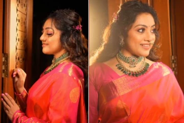 பட்டு சேலையில் தங்க சிலை போல் ஜொலிக்கும் நடிகை மீனா... வைரலாகும் காணொளி