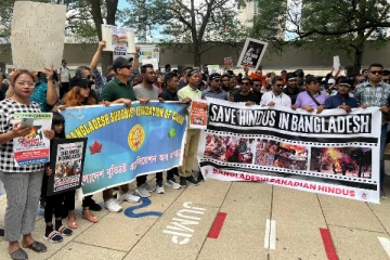 வங்கதேசத்தில் இந்துக்களுக்கு எதிரான வன்முறை., கனடாவில் வெடித்த போராட்டம்