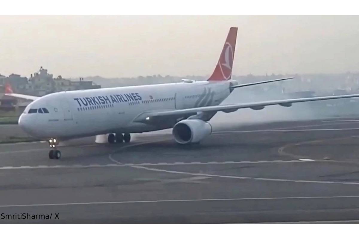 turkish airlines fire while landing in nepal turkish airlines fire while landing in nepal