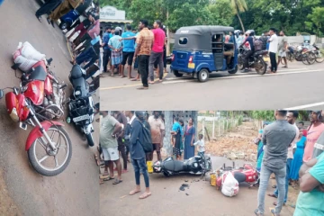 முல்லைத்தீவில் நிறுத்தி வைக்கப்பட்டிருந்த மோட்டார் சைக்கிளுடன் இடம்பெற்ற விபத்து(Photos)