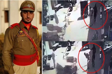 பட்டப் பகலில் பயங்கரம்! பொலிசாரை துடி துடிக்க இரத்த வெள்ளத்தில் சுட்டுக் கொல்லும் தீவிரவாதி: சிசிடிவியில் பதிவான அதிர்ச்சி வீடியோ