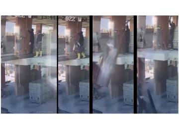 கண் இமைக்கும் நேரத்தில் தவறி கீழே விழுந்த தொழிலாளி - பதற வைக்கும் வீடியோ வைரல்