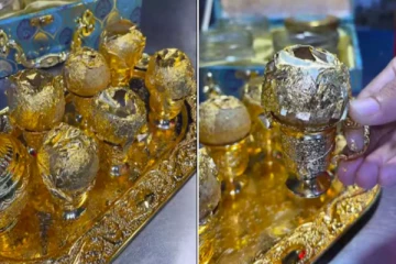 தங்கத்தட்டில் பானிபூரி; உள்ளே என்ன இருக்கு தெரியுமா? ஆர்வத்தில் பிரியர்கள்!