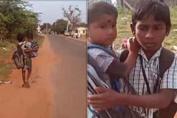 பள்ளிக்கு நடக்கமுடியாமல் தவித்த தம்பி! அண்ணன் செய்த அசததலான செயல்