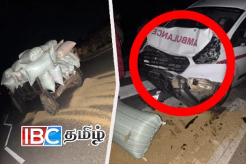 கிளிநொச்சியில் நேற்றிரவு விபத்துக்குள்ளான நோயாளர் காவு வண்டி