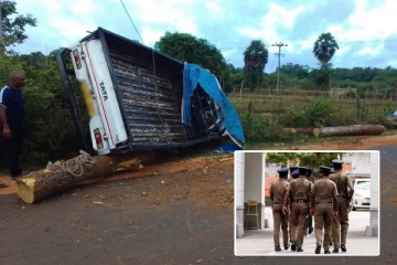 இலங்கையில் முதிரை குற்றிகளுடன் விபத்துக்குள்ளான வாகனம்: தப்பியோடிய சாரதி