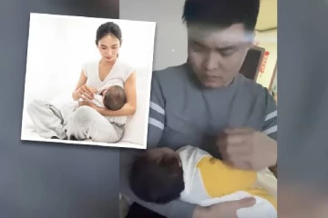 பெண்ணுக்கு தாய்ப்பால் கொடுக்க கற்றுக் கொடுக்கும் கணவன்: மகிழ்ச்சியுடன் வீடியோ வெளியிட்ட சீன மனைவி