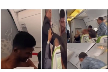 விமானத்தில் சரமாரியாக தாக்கிக்கொண்ட 2 பயணிகள் - வைரலாகும் அதிர்ச்சி வீடியோ...!