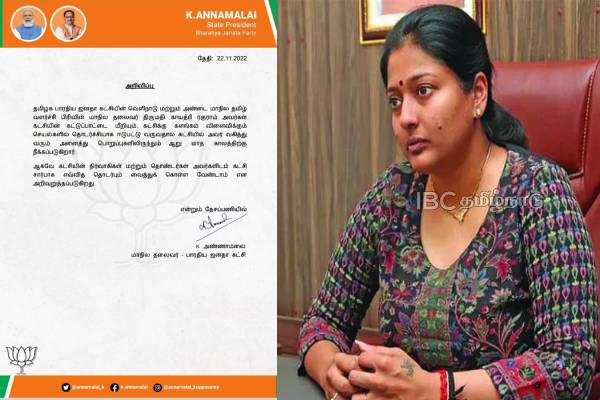 Gayathri Raghuram expelled from BJP for 6 months