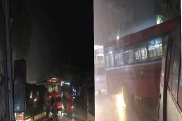 நேருக்கு நேர் மோதிய பேருந்துகள்! ஒருவர் பலி - 9 பேர் படுகாயம்