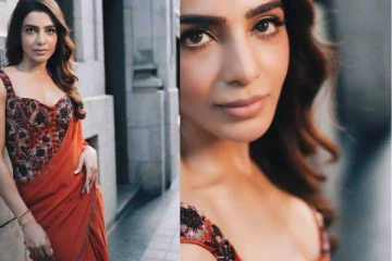 இப்படியும் ஒரு லுக்கா.. மாடர்ன் புடவையில் கலக்கும் நடிகை சமந்தா