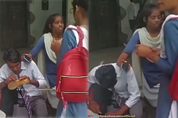 காதலியை கரெக்ட் செய்வதற்கு இப்படியா செய்வாங்க? காதலனின் வைரல் வீடியோ இதோ | Boyfriend Girl Friend Shoe Repair In Viral Video