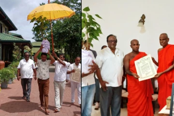 சர்ச்சைக்குரிய பிக்குவால் வழங்கப்பட்ட போதி மரக்கன்று: சரத் வீரசேகர முன்னிலையில் நடப்பட்ட விநோதம்