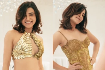 விதவிதமான கிளாமர் உடையில் சமந்தா.. தங்கம் போல் மின்னும் நடிகை