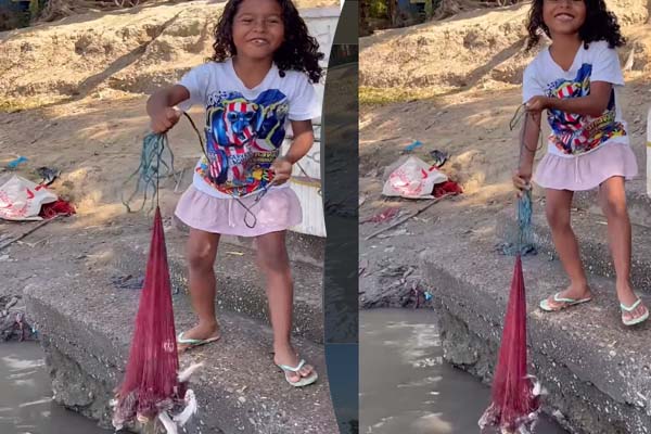 Viral Video: சிறுமியின் வலையில் சிக்கிய மீன்கள்... நம்பமுடியாத ஆச்சரிய காட்சி | Girl Fishing Net Catch In Fish Viral Video