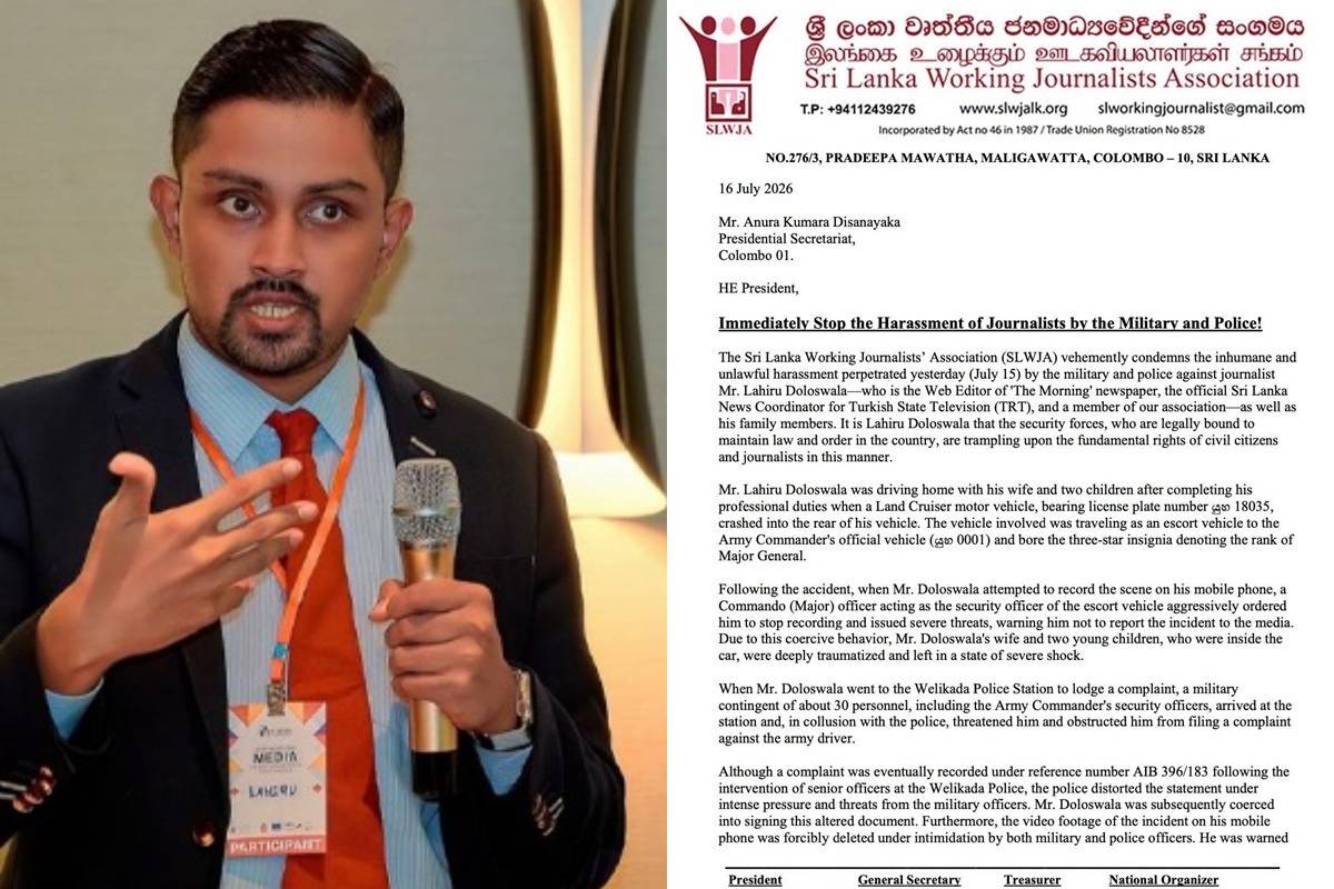 இராணுவத்தால் அச்சுறுத்தப்பட்ட ஊடகவியலாளர் மற்றும் அவரது குடும்பத்தினர்: ஜனாதிபதிக்கு பறந்த கடிதம் | Journalist Threatened By Army Commanders Security இராணுவத்தால் அச்சுறுத்தப்பட்ட ஊடகவியலாளர் மற்றும் அவரது குடும்பத்தினர்: ஜனாதிபதிக்கு பறந்த கடிதம் | Journalist Threatened By Army Commanders Security