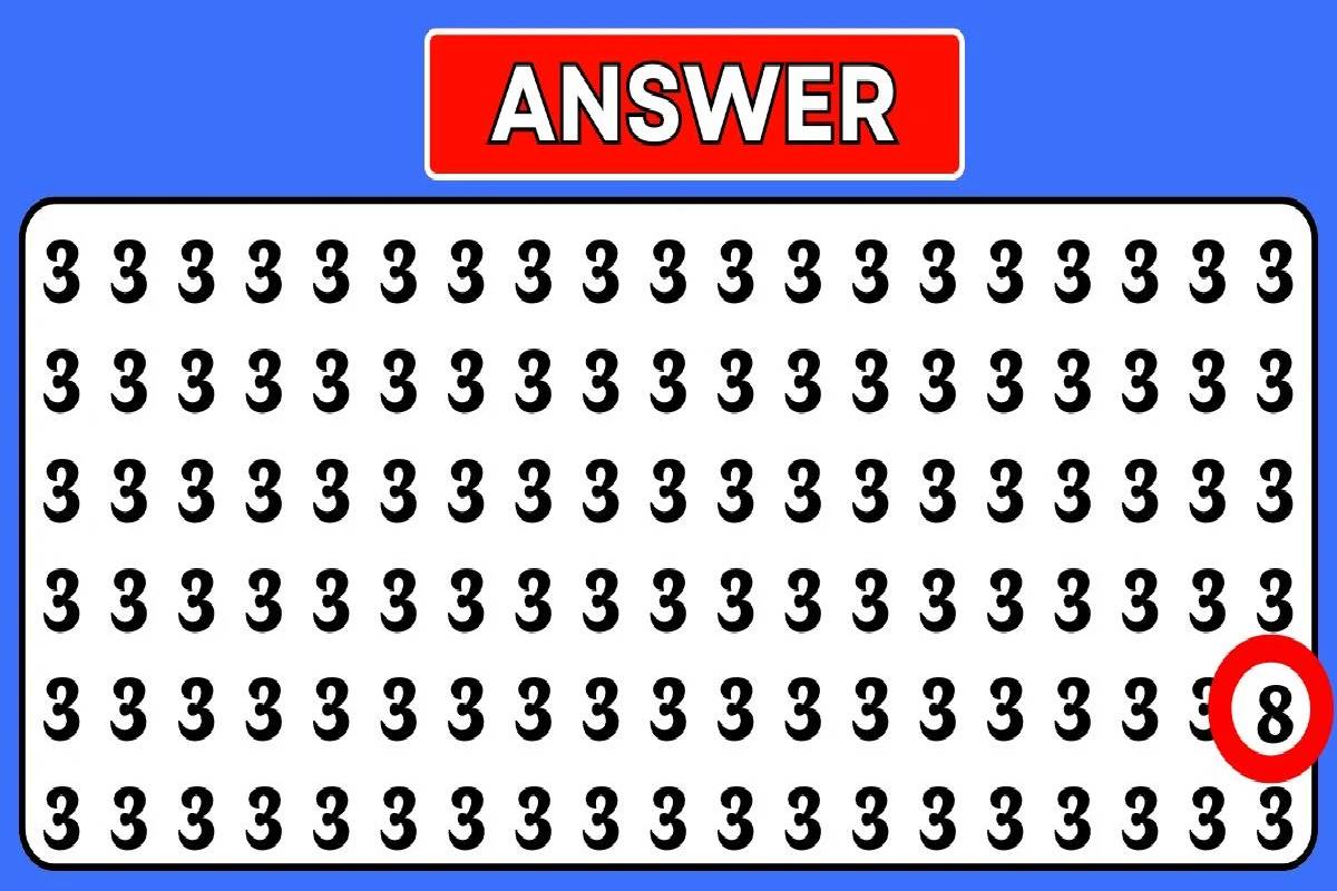 8 வினாடிகளில் மறைக்கப்பட்ட எண் 8 ஐக் கண்டுபிடிக்க முடியுமா? | Optical Illusion Eye Test Find The Number 8
