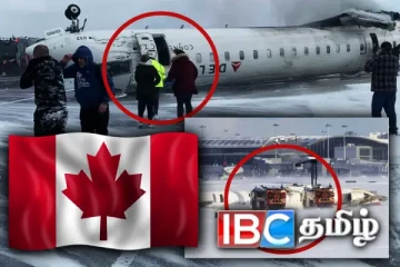 கனடாவில் பரபரப்பு சம்பவம் - தலைகீழாக கவிழ்ந்து பயணிகள் விமானம் விபத்து