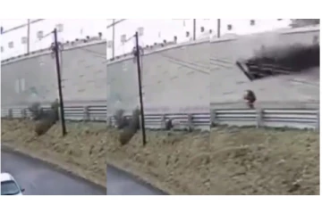 நூலிழையில் உயிர் தப்பிய மனிதர் - அதிர்ச்சி வீடியோ