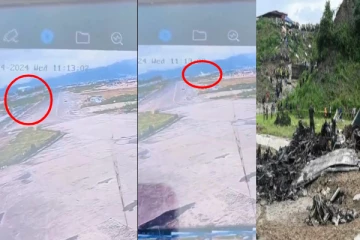 நொறுங்கிய பயணிகள் விமானம்; 18 பேர் பலி - பதற வைக்கும் வீடியோ