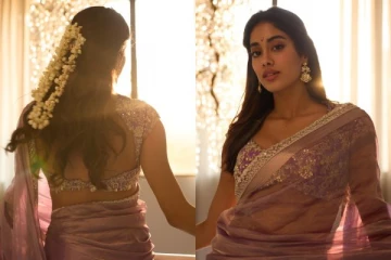 ஜான்வி கபூர் அழகிய சேலையில் தமிழ் பெண் லுக்கில் தீபாவளி கொண்டாட்டம்