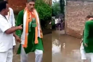 எலக்‌ஷன் வந்தால்தான் எங்களை தெரியுது..பாஜக ச.ம.உறுப்பினரை கழிவுநீரில் நடக்க வைத்த மக்கள்!