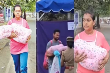 காவலர் உடல் தகுதி தேர்வு: 10 நாள் கைக்குழந்தையுடன் வந்த பெண் - நெகிழ வைத்த கணவர்!