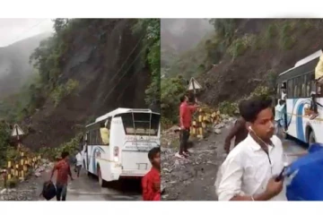 வேகத்தில் விழுந்த நிலச்சரிவில் சிக்காமல் தப்பிய பேருந்து : ஓட்டுநரின் செயலால் பயணிகள் உயிர் தப்பினர்!