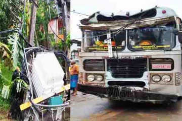 மின்மாற்றியுடன் மோதி விபத்துக்குள்ளான பேருந்து: அம்பலாந்தோட்டையில் சம்பவம்